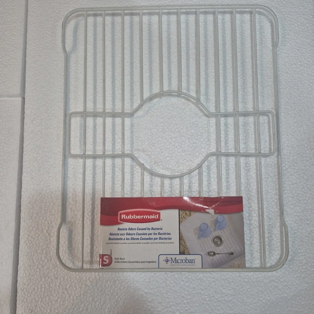 Rubbermaid Small Sink Rack White Kitchen Dish Drainer Grid Protector 6103